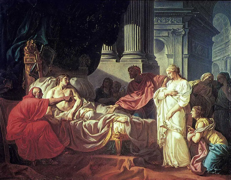 Érasistratos opdager årsagen til Antiochus' sygdom - Jacques-Louis David