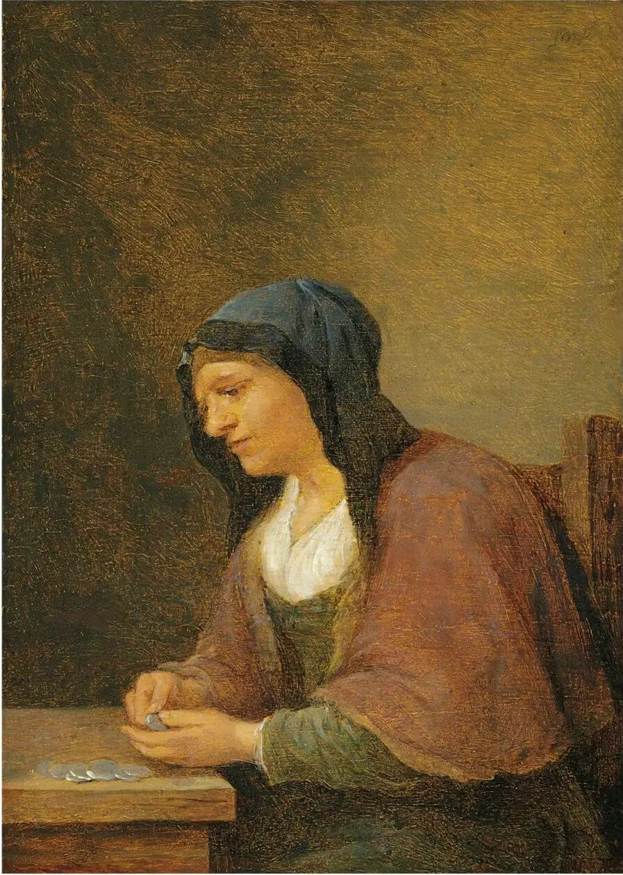 Une femme comptant de l’argent - David Teniers le Jeune - Alpha Reproduction