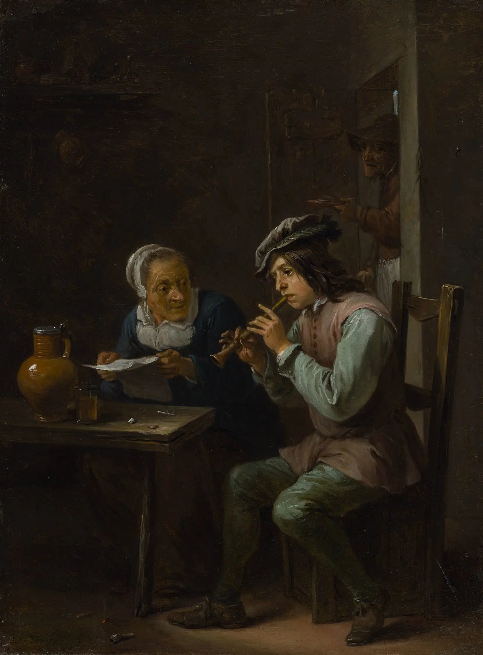 Le joueur de flageolet - David Teniers le Jeune - Alpha Reproduction