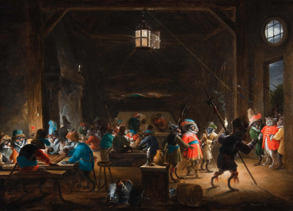 Scène de garde avec des soldats singes - David Teniers le Jeune - Alpha Reproduction