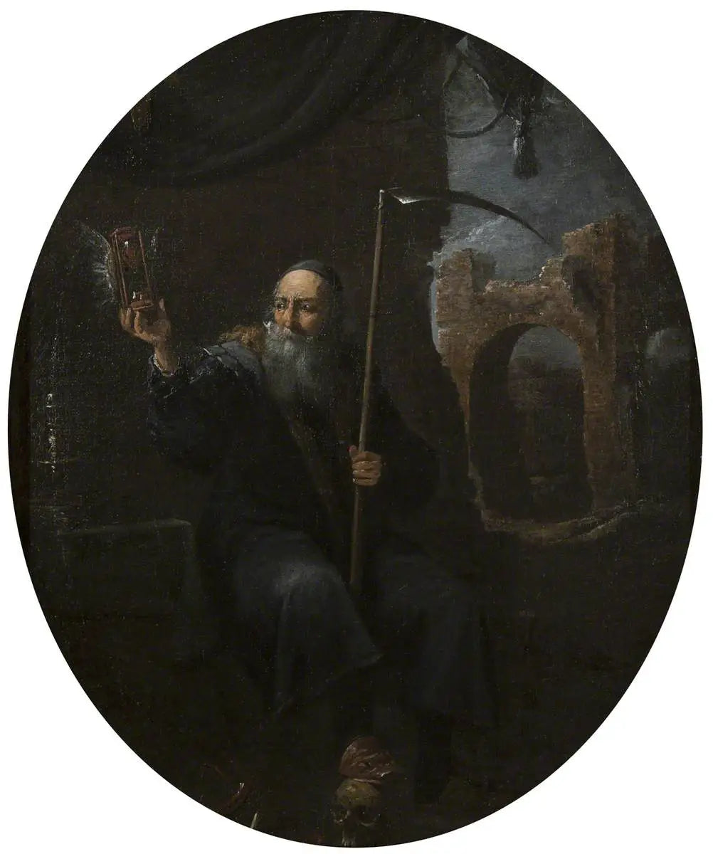 Le temps comme un vieil homme avec une faux et un sablier ailé - David Teniers le Jeune - Alpha Reproduction