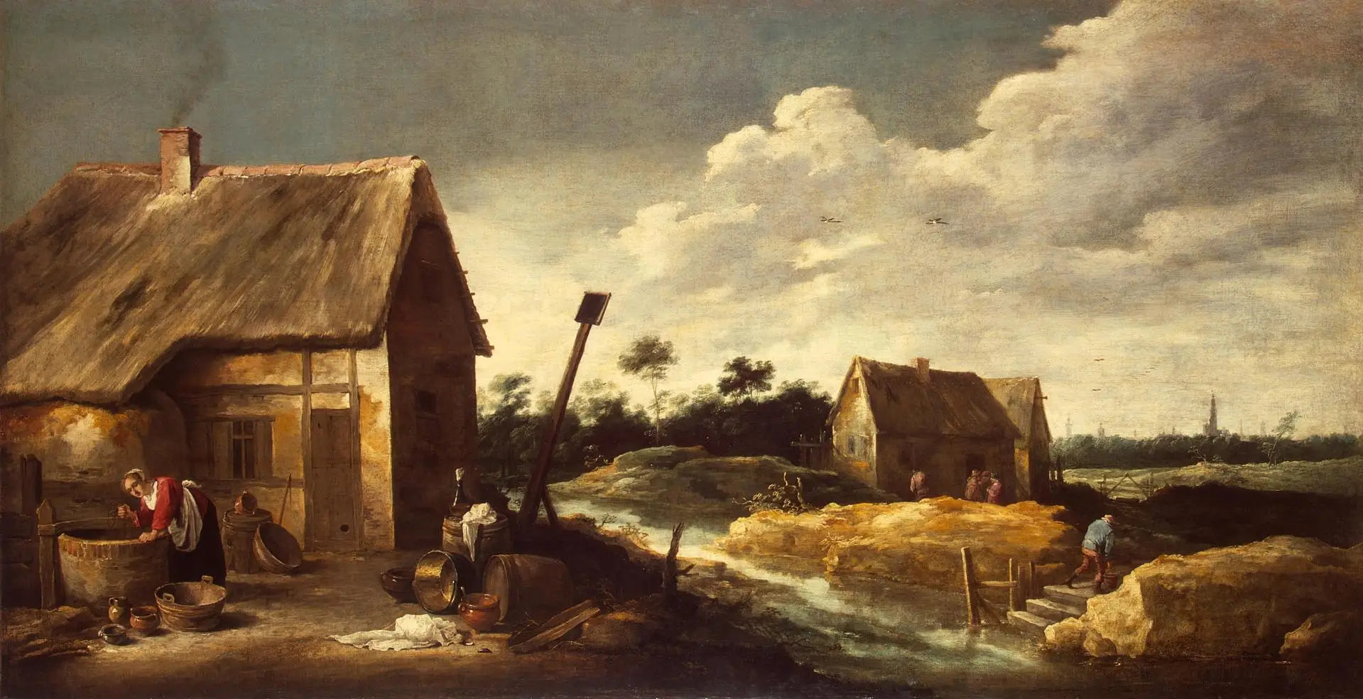 Paysage avec une servante au puits - David Teniers le Jeune - Alpha Reproduction