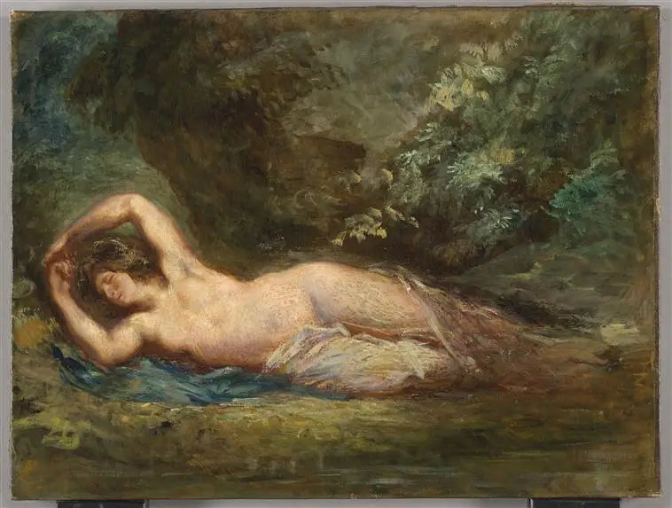 Sovende Bacchante i et landskab - Eugène Delacroix