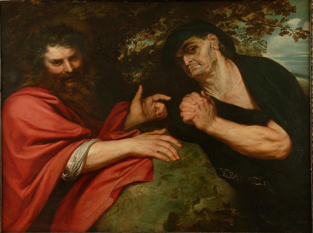 Heraklit og Demokrit - Peter Paul Rubens