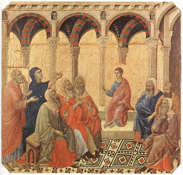 Tvist med lægerne - Duccio di Buoninsegna