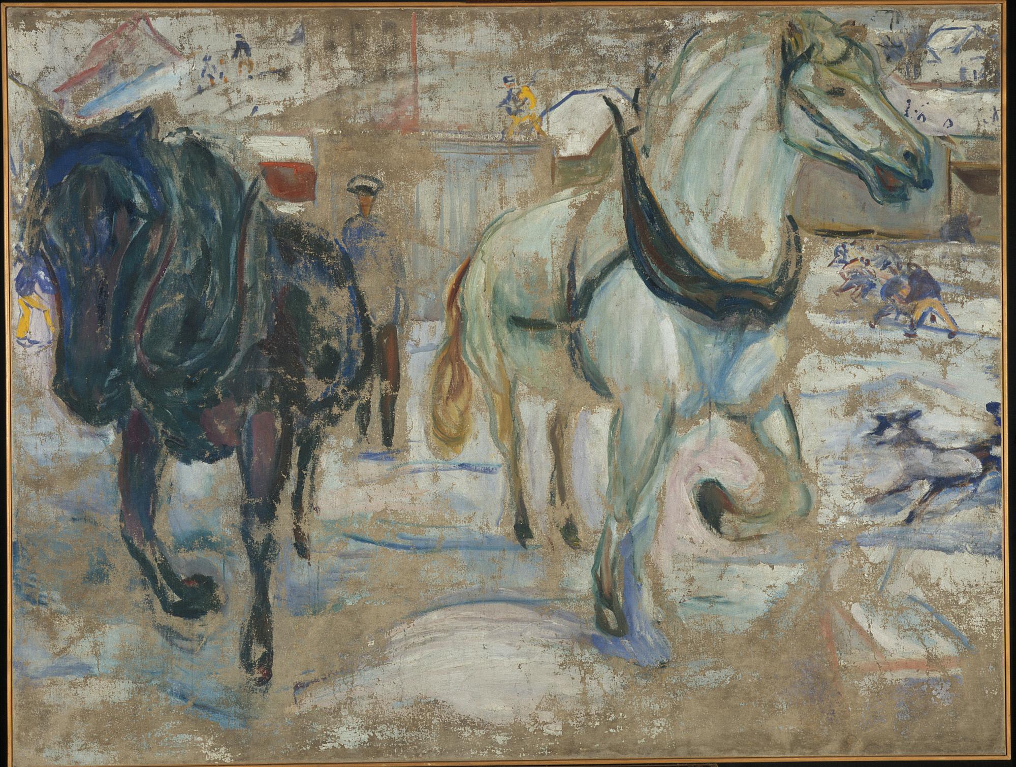 Reproduction du tableau « Groupe de chevaux dans la neige - Edvard Munch » par Alpha Reproduction en peinture à l’huile