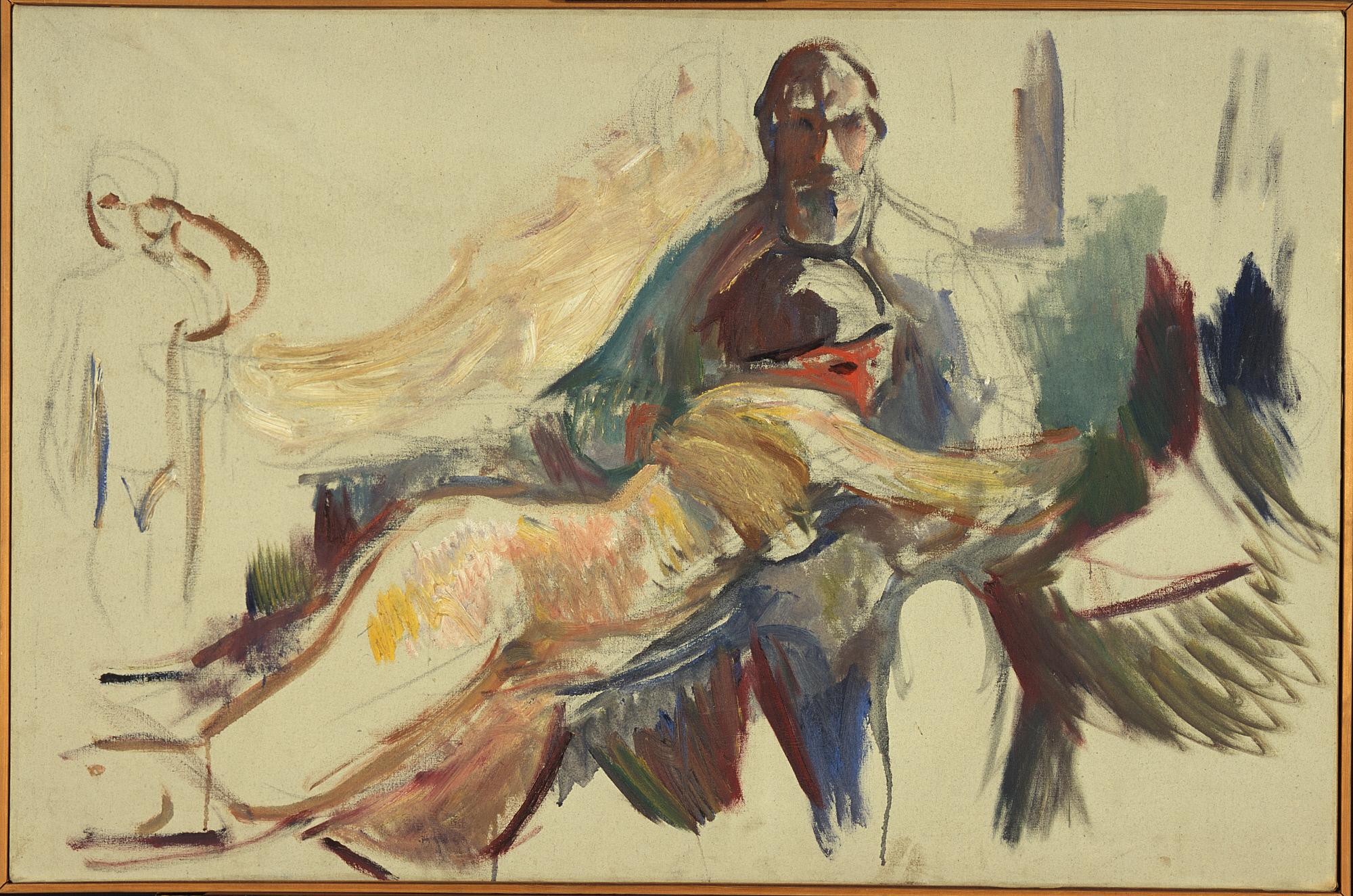 Reproduction du tableau « Vieil Homme avec une femme nue dans ses bras - Edvard Munch » par Alpha Reproduction en peinture à l’huile