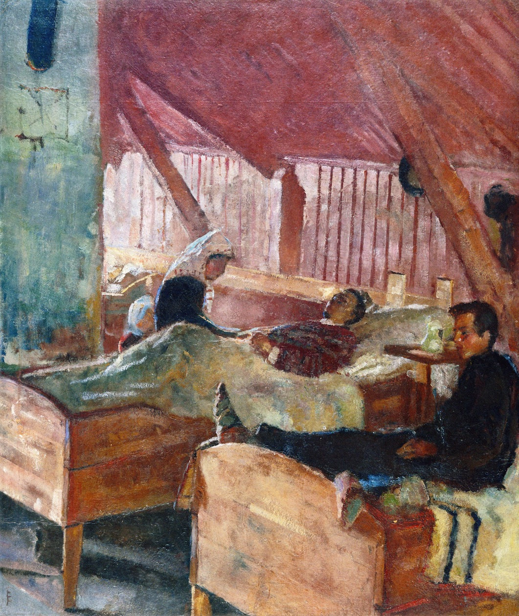 Reproduction du tableau « L'Infirmerie à Helgelandsmoen - Edvard Munch » par Alpha Reproduction en peinture à l’huile
