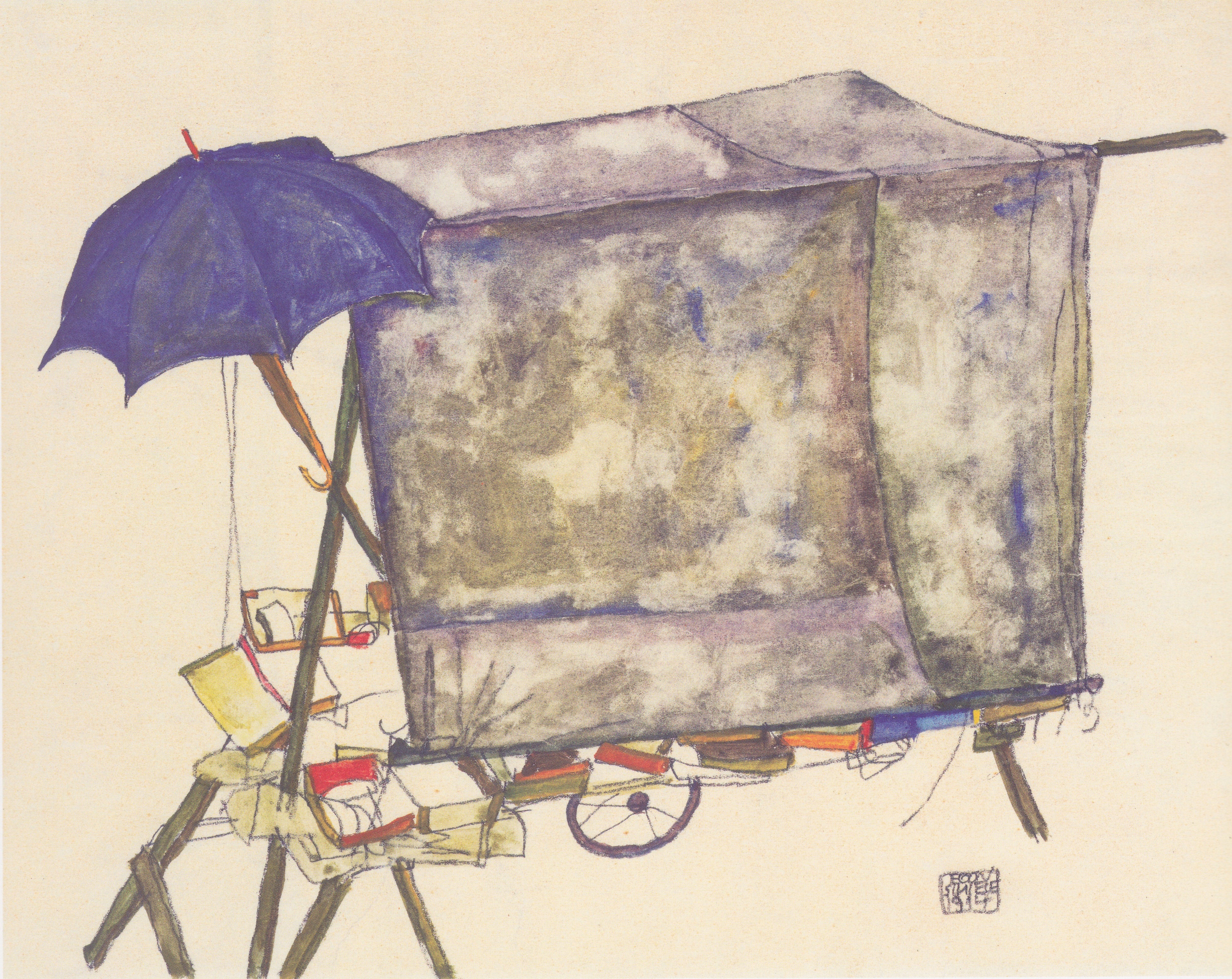 Reproduction du tableau « Chariot de rue - Egon Schiele » par Alpha Reproduction en peinture à l’huile