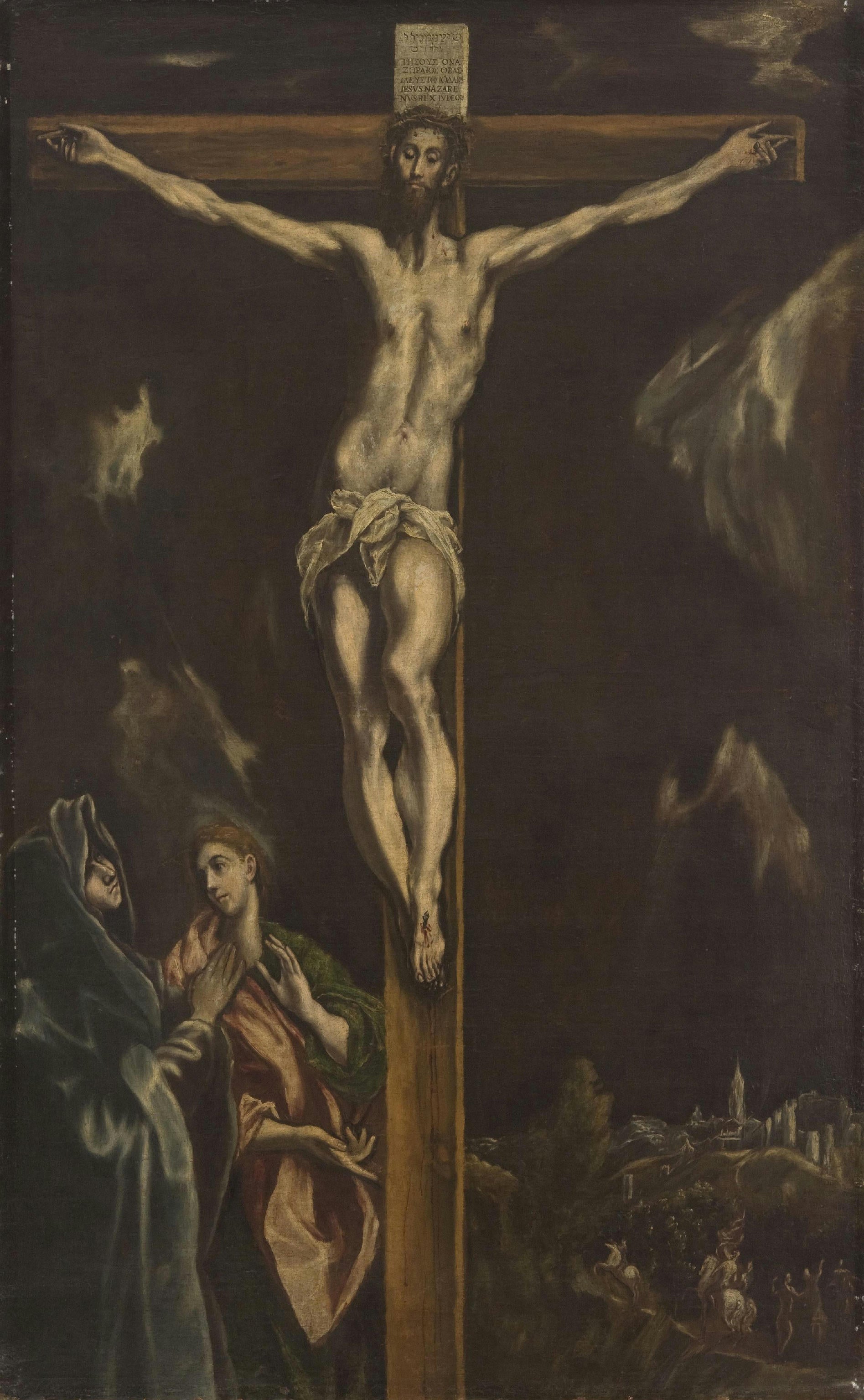 Korsfæstelse med Jomfru Maria og evangelist Johannes - El Greco
