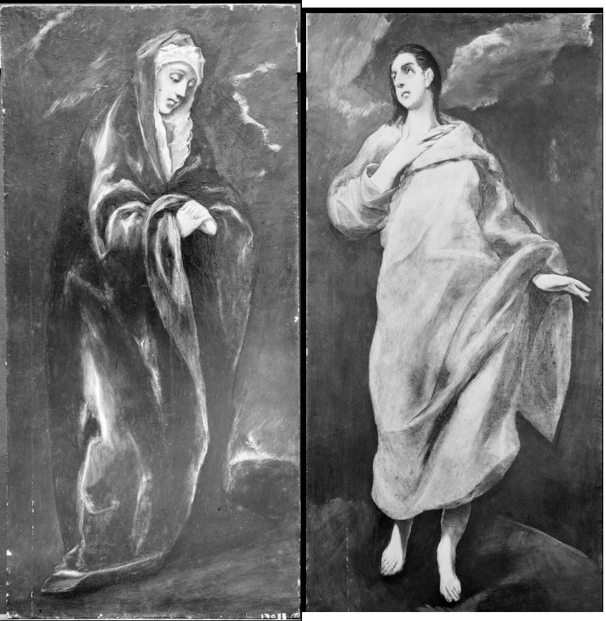 To fragmenter efter Korsfæstelsen med Jomfru Maria og evangelisten Johannes - El Greco