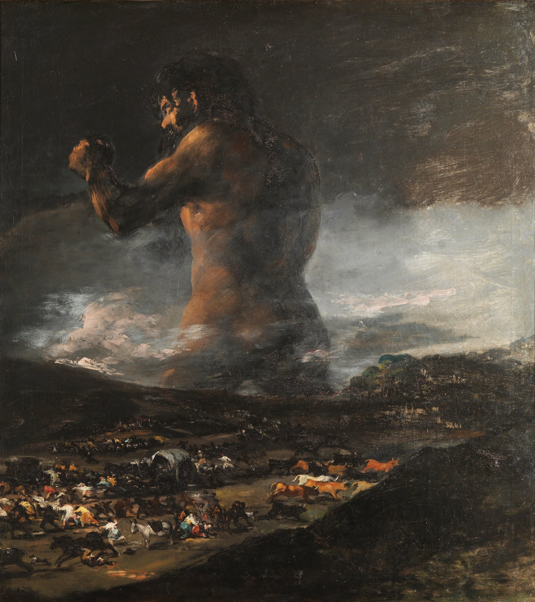 Reproduction du tableau « Le Colosse - Francisco de Goya » par Alpha Reproduction en peinture à l’huile