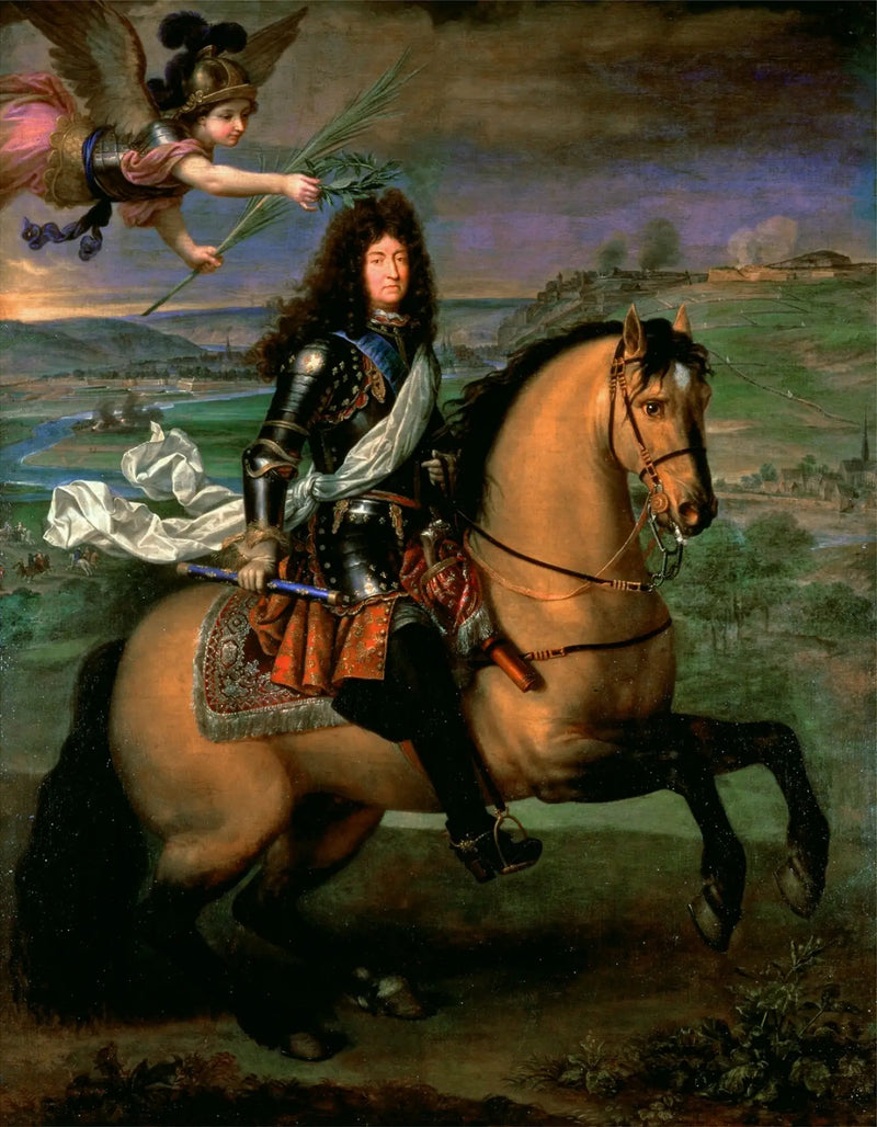 Louis XIV på hest, kronet af Sejr foran belejringen af Namur - Pierre Mignard