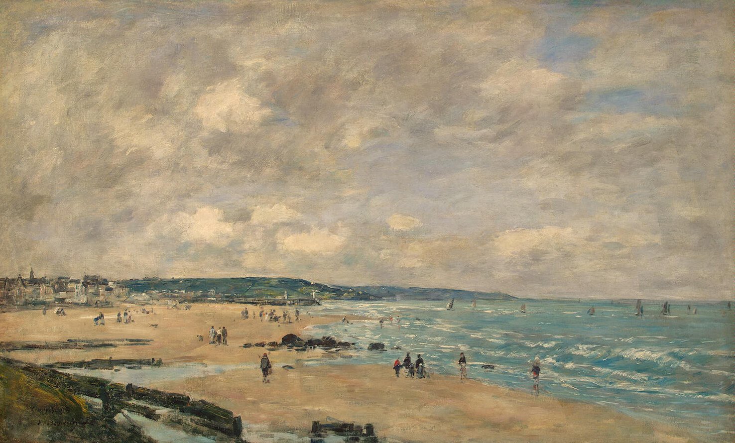 Reproduction du tableau « La plage à Trouville - Eugène Boudin » par Alpha Reproduction en peinture à l’huile