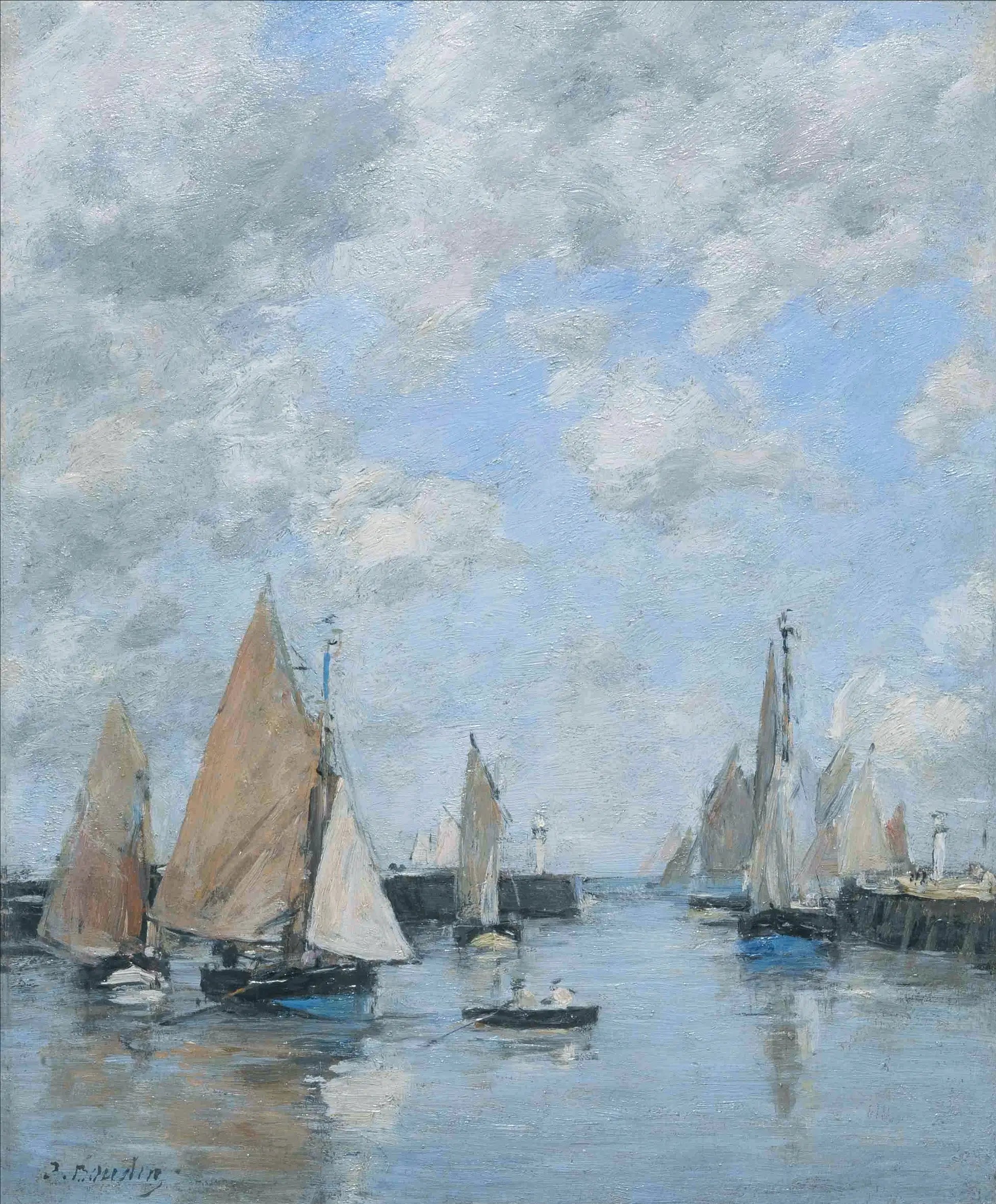 Reproduction du tableau « Trouville, la jetée à marée haute - Eugène Boudin » par Alpha Reproduction en peinture à l’huile