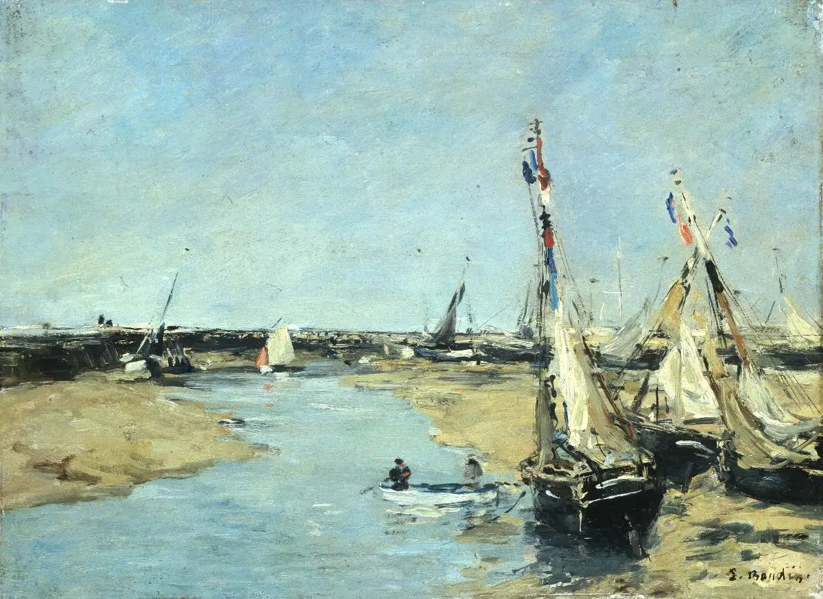 Reproduction du tableau « Trouville, Les jetées, marée basse - Eugène Boudin » par Alpha Reproduction en peinture à l’huile