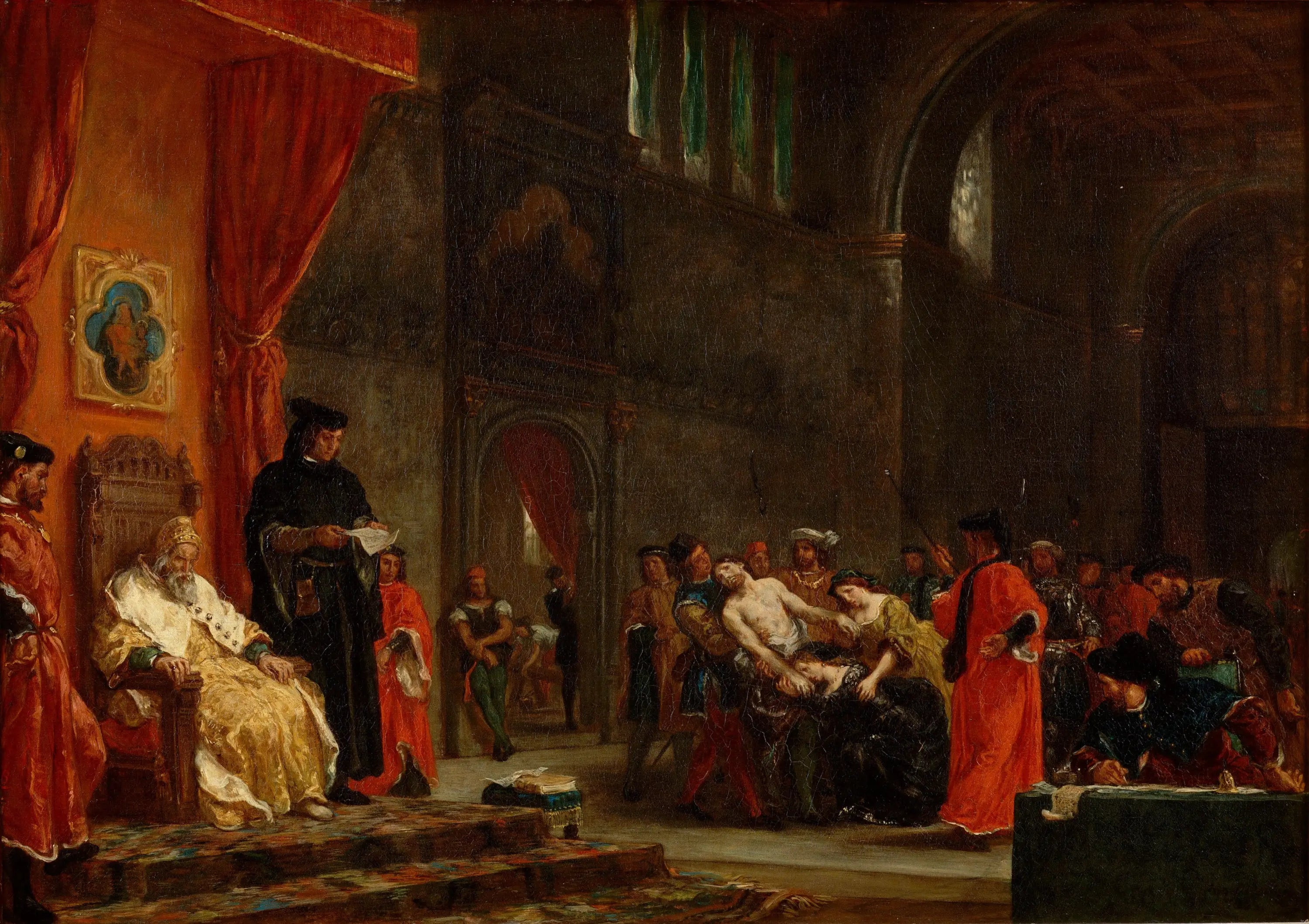 Reproduction du tableau « Les Deux Foscari - Eugène Delacroix » par Alpha Reproduction en peinture à l’huile