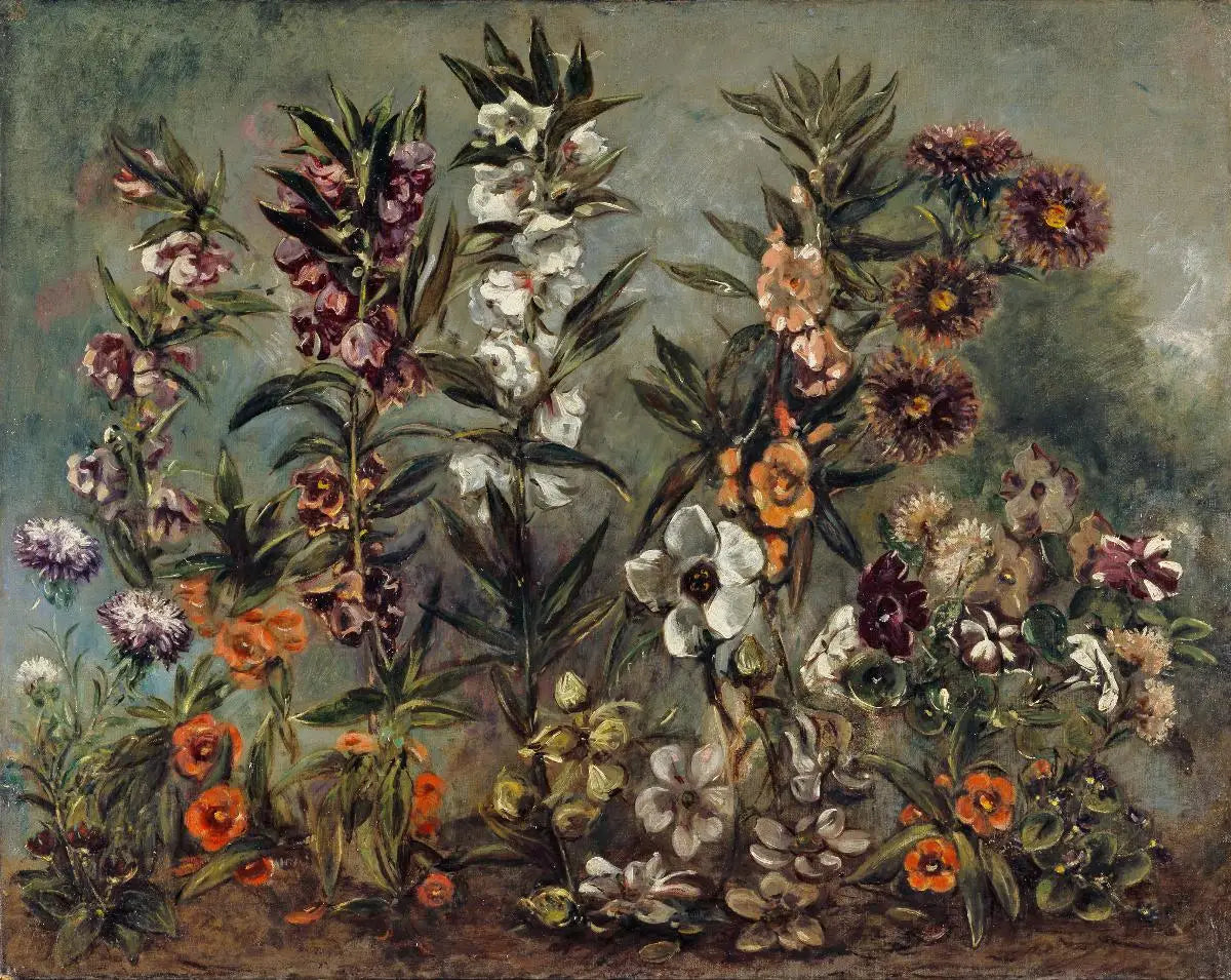 Reproduction du tableau « Étude d'asters et balsamine - Eugène Delacroix » par Alpha Reproduction en peinture à l’huile