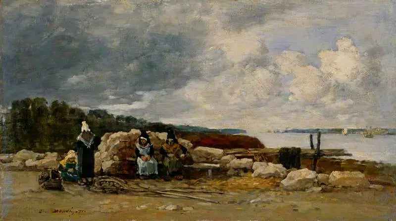 Reproduction du tableau « Plougastel : Pêcheuses de crevettes - Eugène Boudin » par Alpha Reproduction en peinture à l’huile