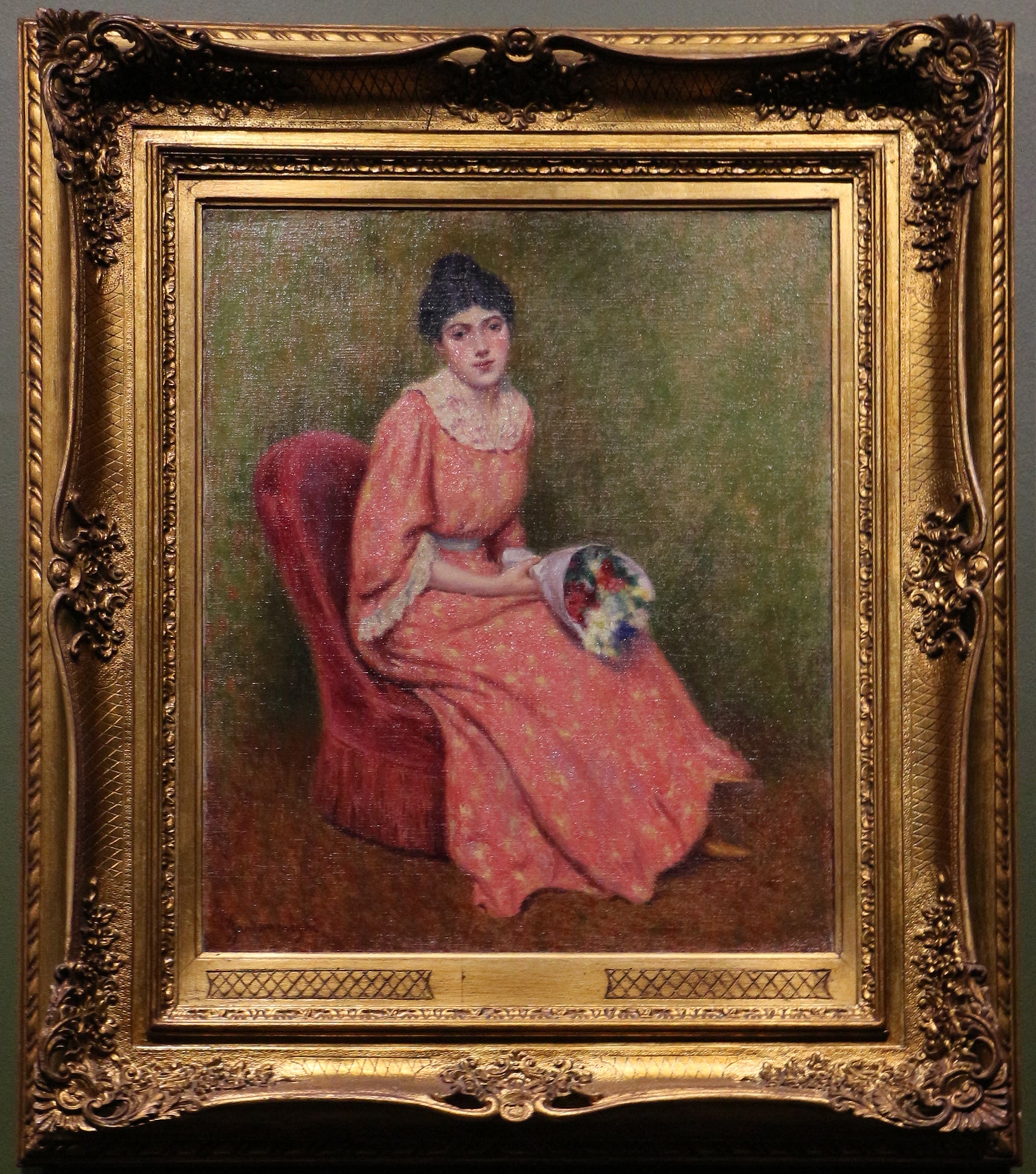 Ung pige med blomsterbuketten - Federico Zandomeneghi