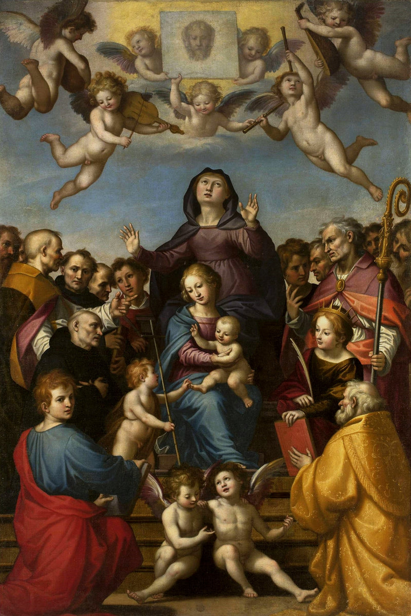 Jomfru og Barn med Sankt Anna og de skytshelgener for Firenze. - Fra Bartolomeo