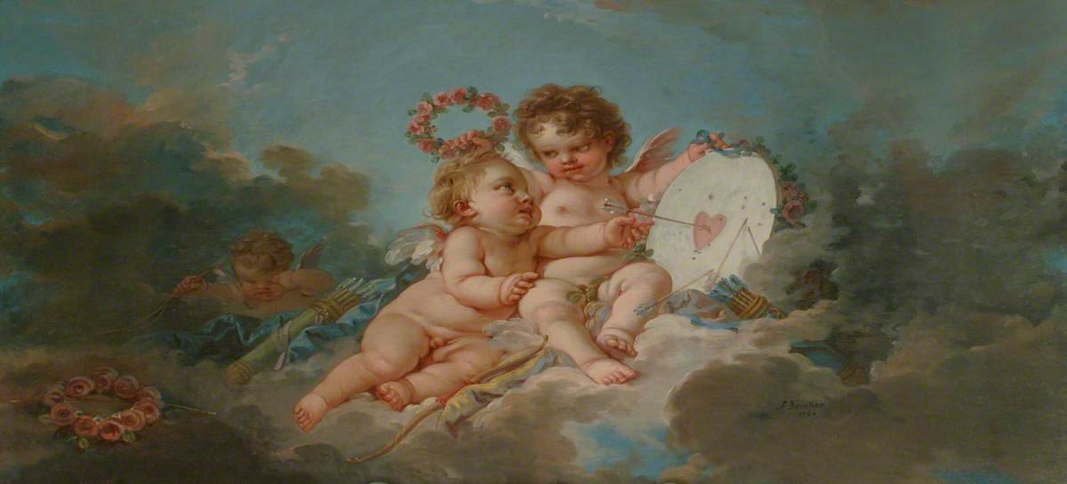 Deux putti jouant avec un « Heartboard » - François Boucher
