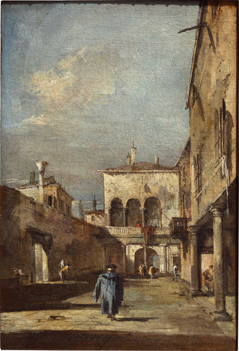 Fantasiful arkitektonisk med en gård - Francesco Guardi