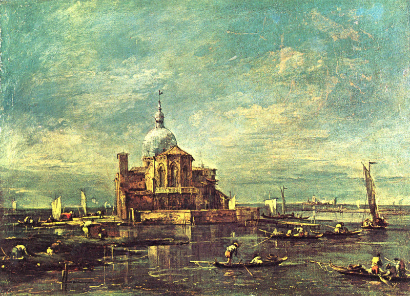 Kirke på en lille lagunø-ø - Francesco Guardi