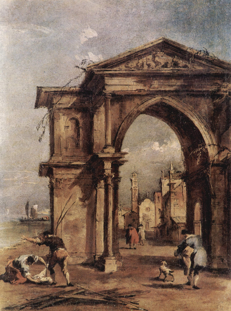 Fantastisk arkitektur med menneskelige figurer - Francesco Guardi