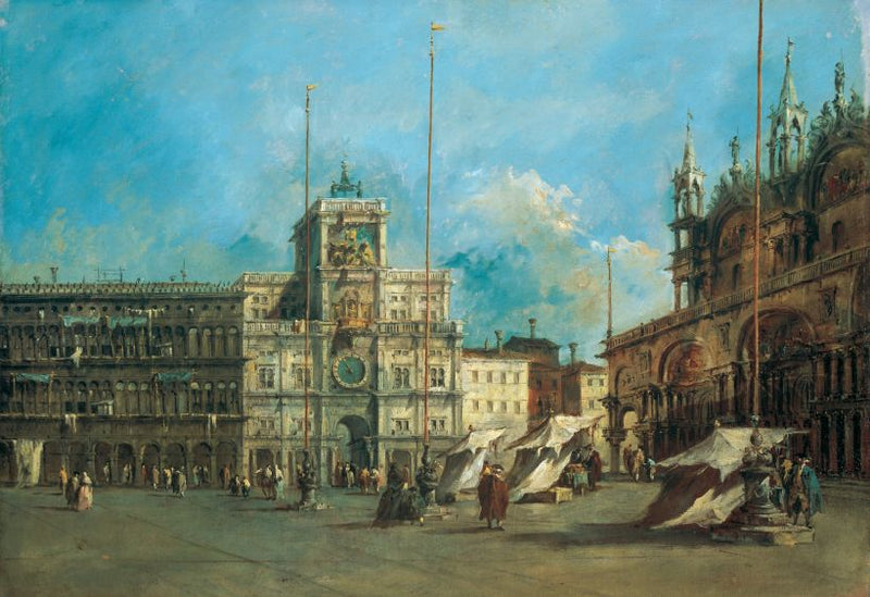 Place Saint-Marc i Venedig med Uretårnet - Francesco Guardi