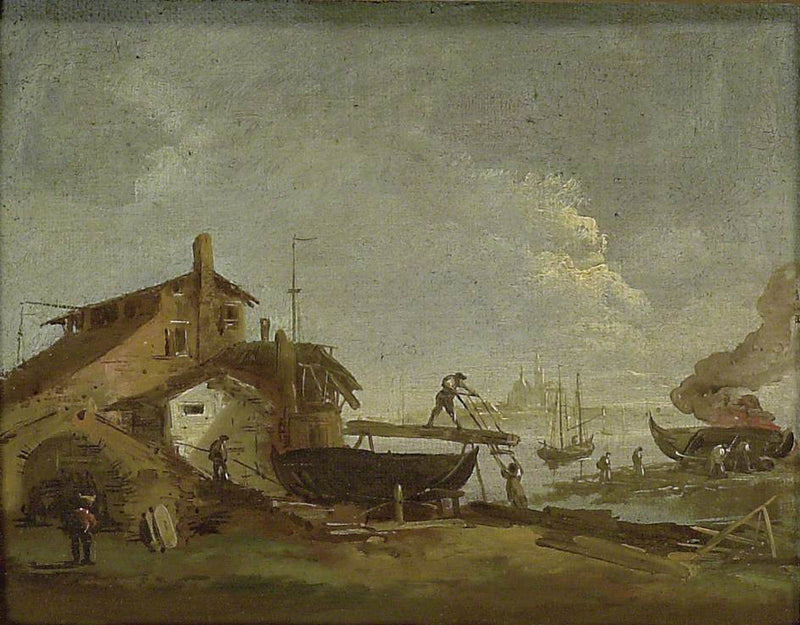 En værft eller venetiansk skibsbyggeri - Francesco Guardi
