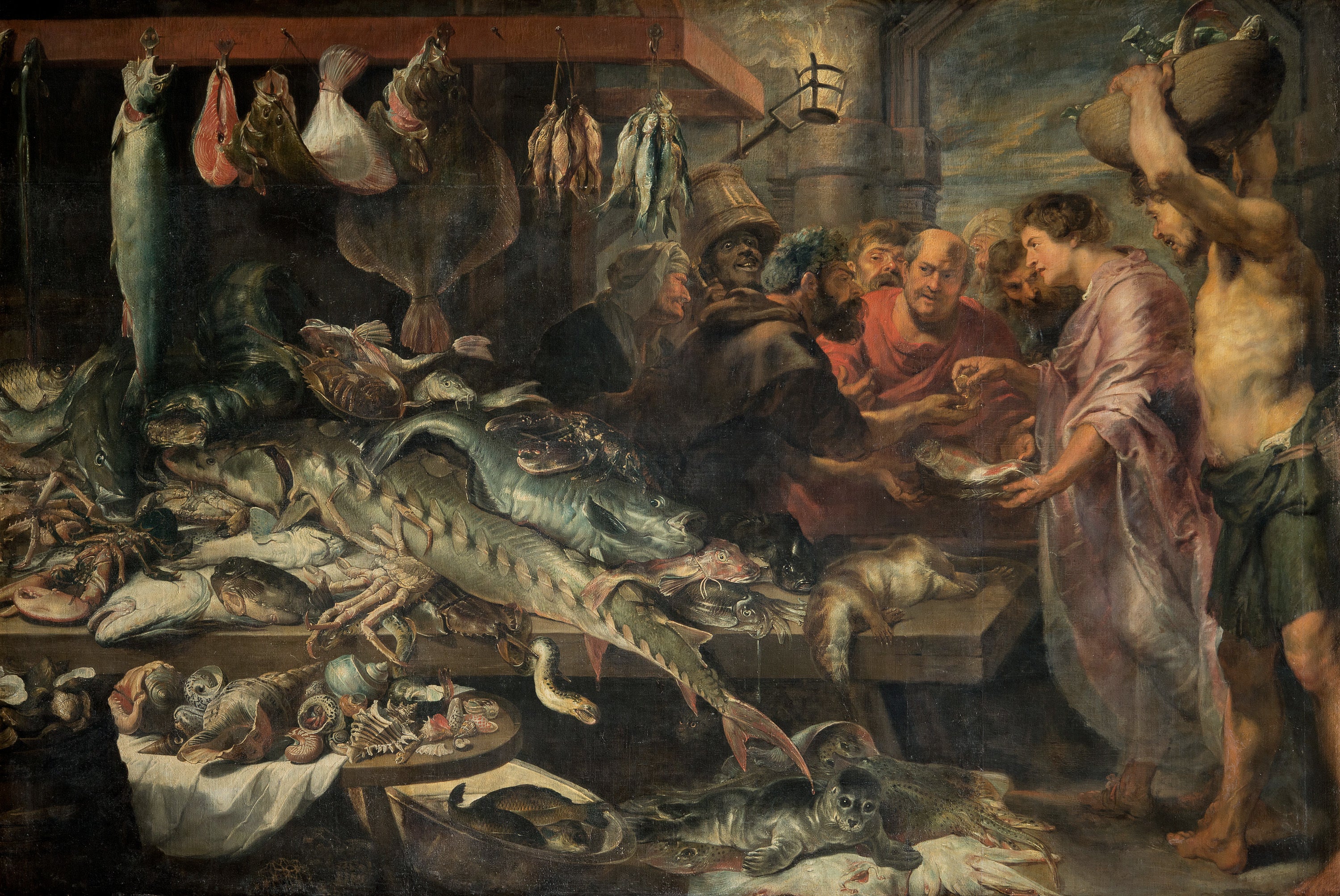 Marché aux poissons (Argent du tribut ?) - Antoine van Dyck