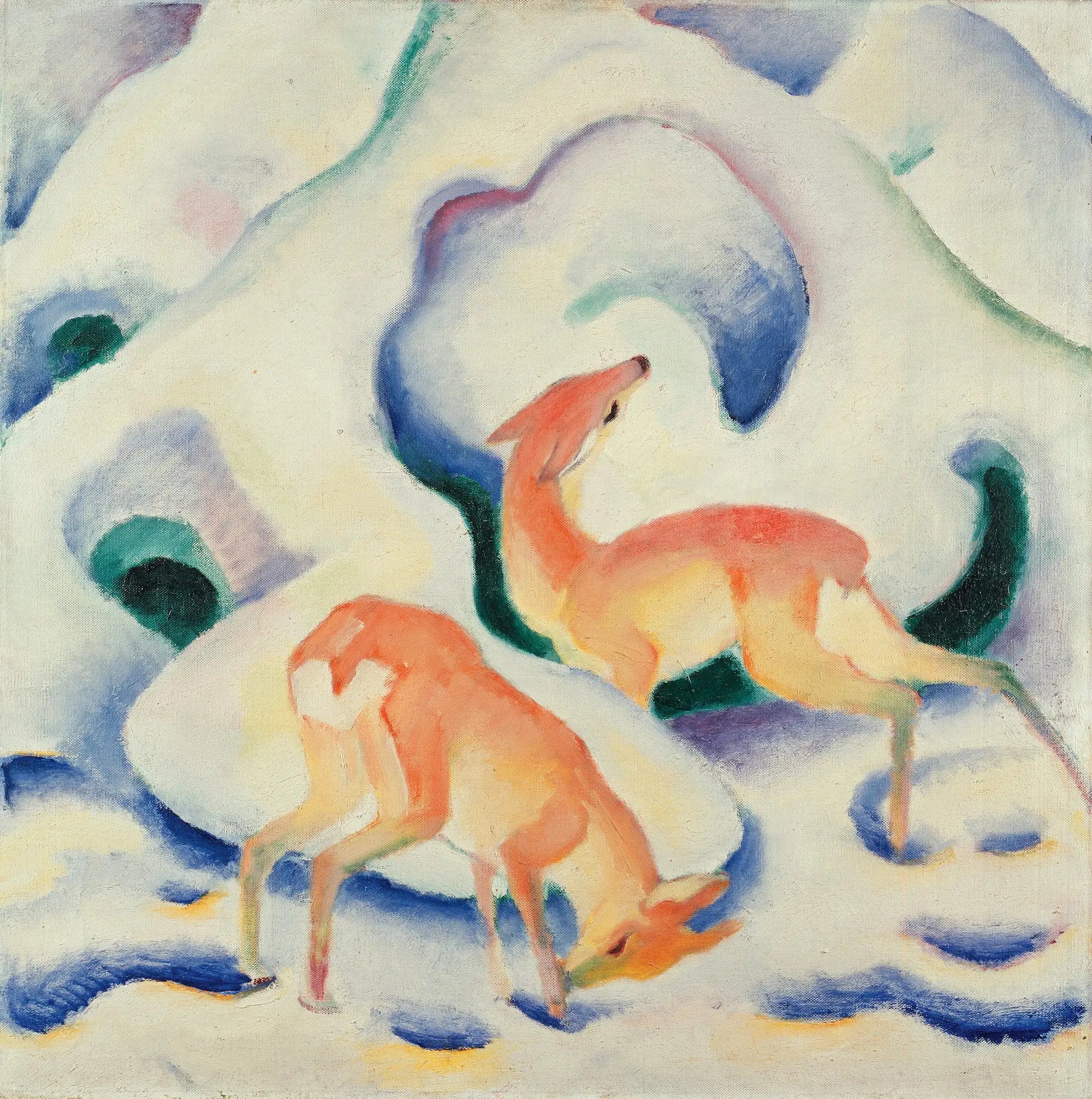 Reproduction du tableau « Cerf dans la neige - Franz Marc » par Alpha Reproduction en peinture à l’huile