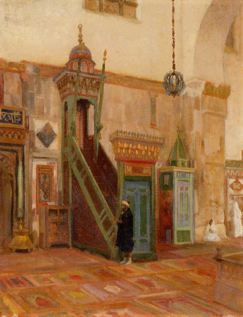 Intérieur d'une mosquée ou le Mimbar de la Grande Mosquée de Damas - Frederic Leighton