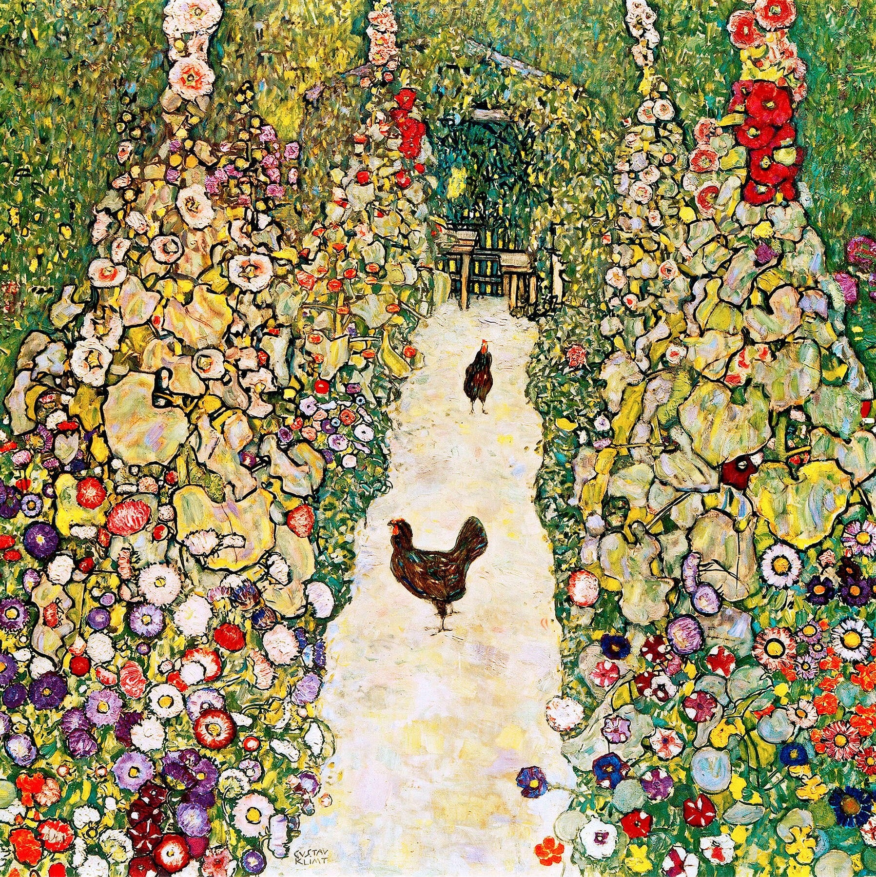 Havegang med høns - Gustav Klimt