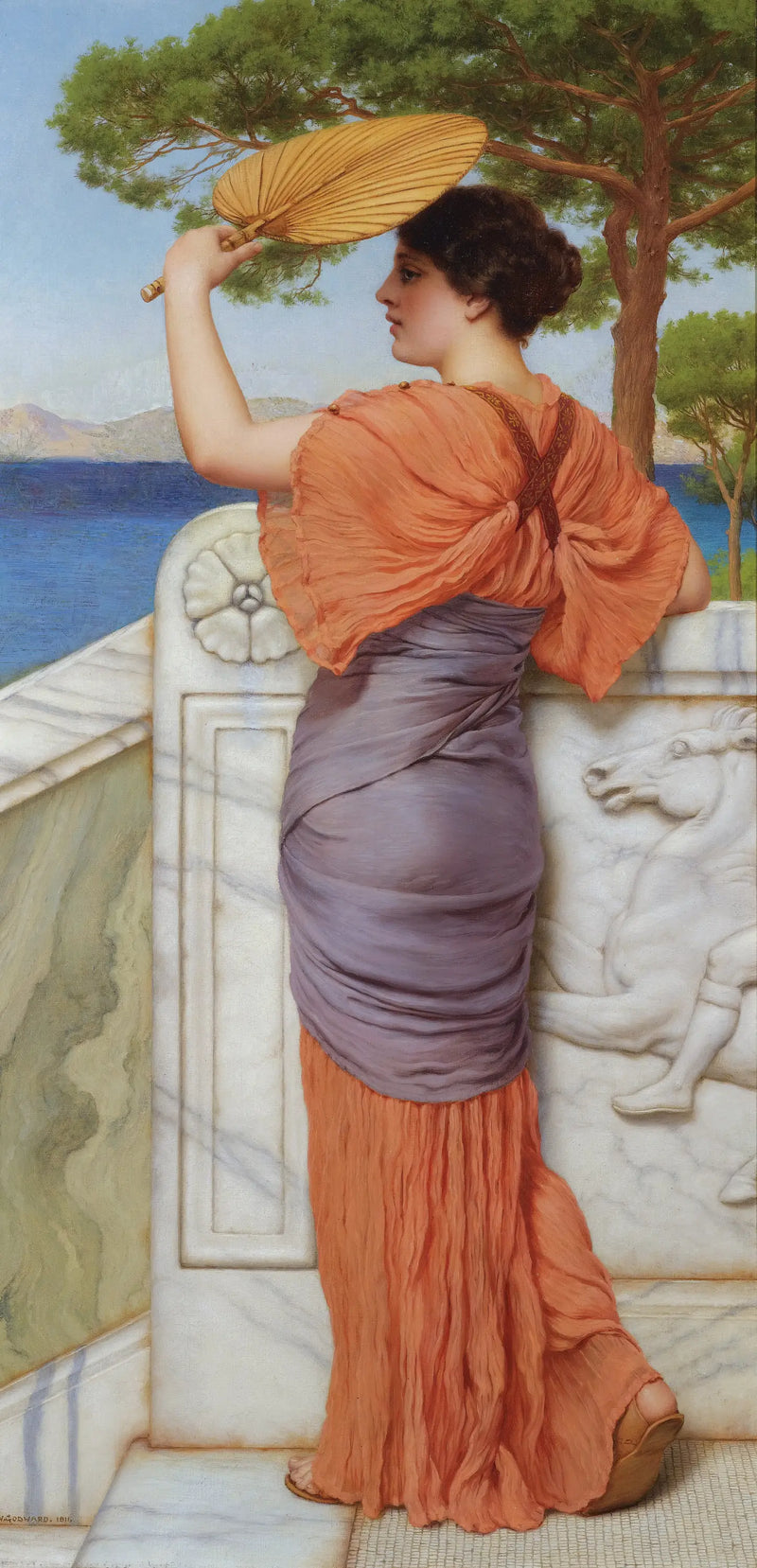 På balkonen - John William Godward