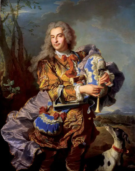 Portræt af Gaspard de Gueidan i Céladon, der spiller musette - Hyacinthe Rigaud