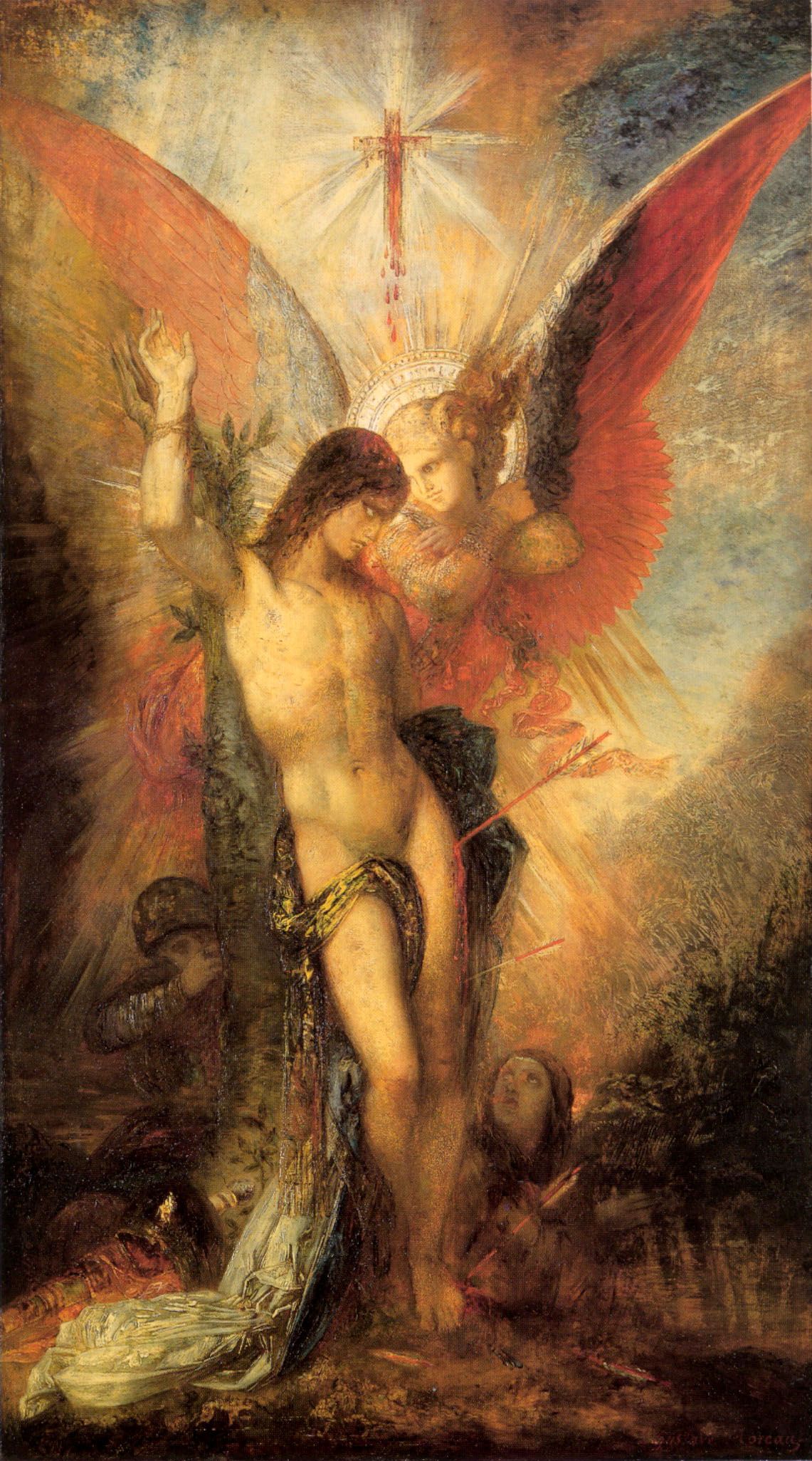 Saint-Sébastien og englen - Gustave Moreau