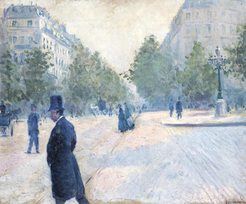 Pladsen Saint-Augustin, tåget vejr - Gustave Caillebotte