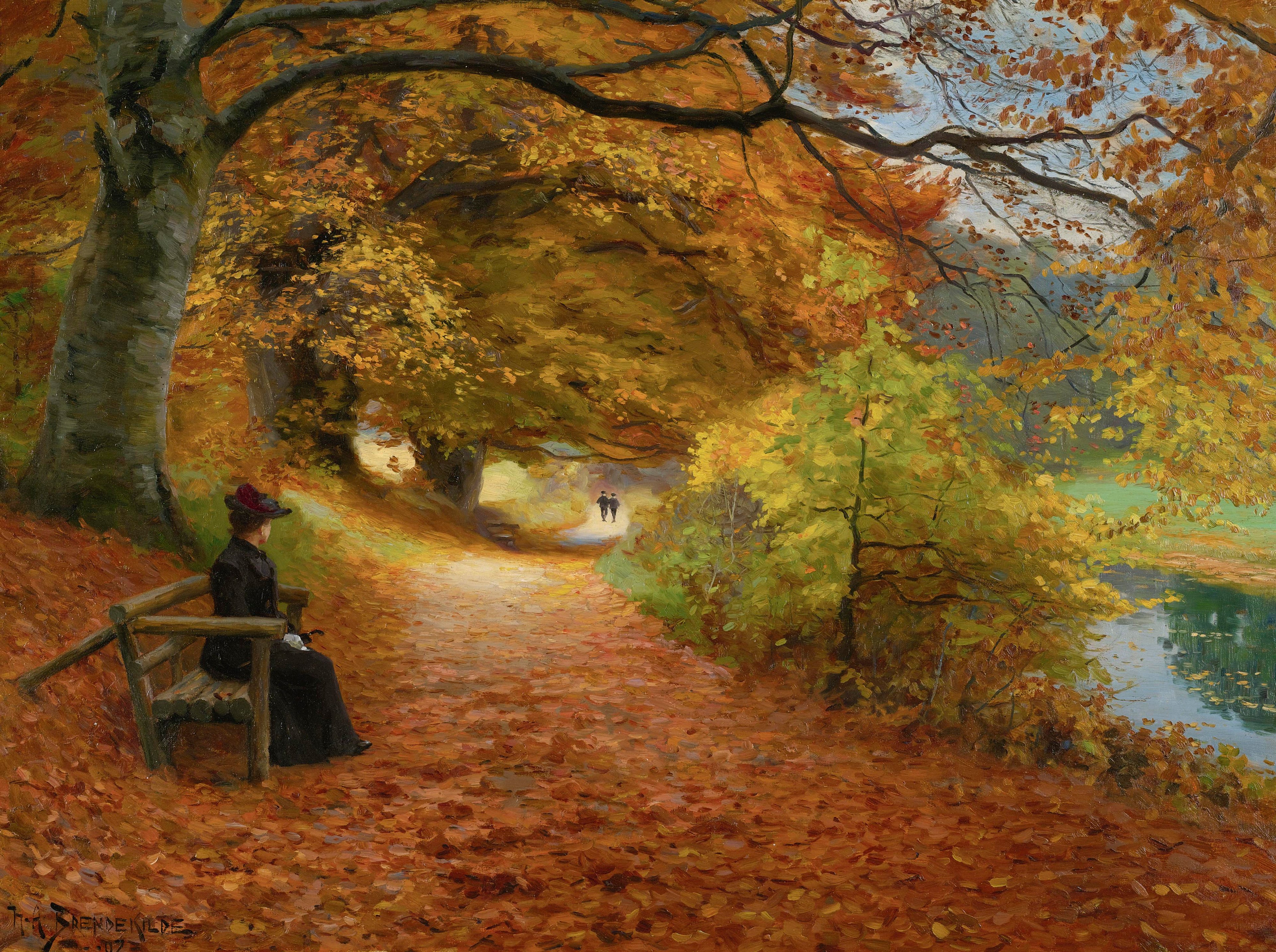 Sentier boisé en automne - H. A. Brendekilde
