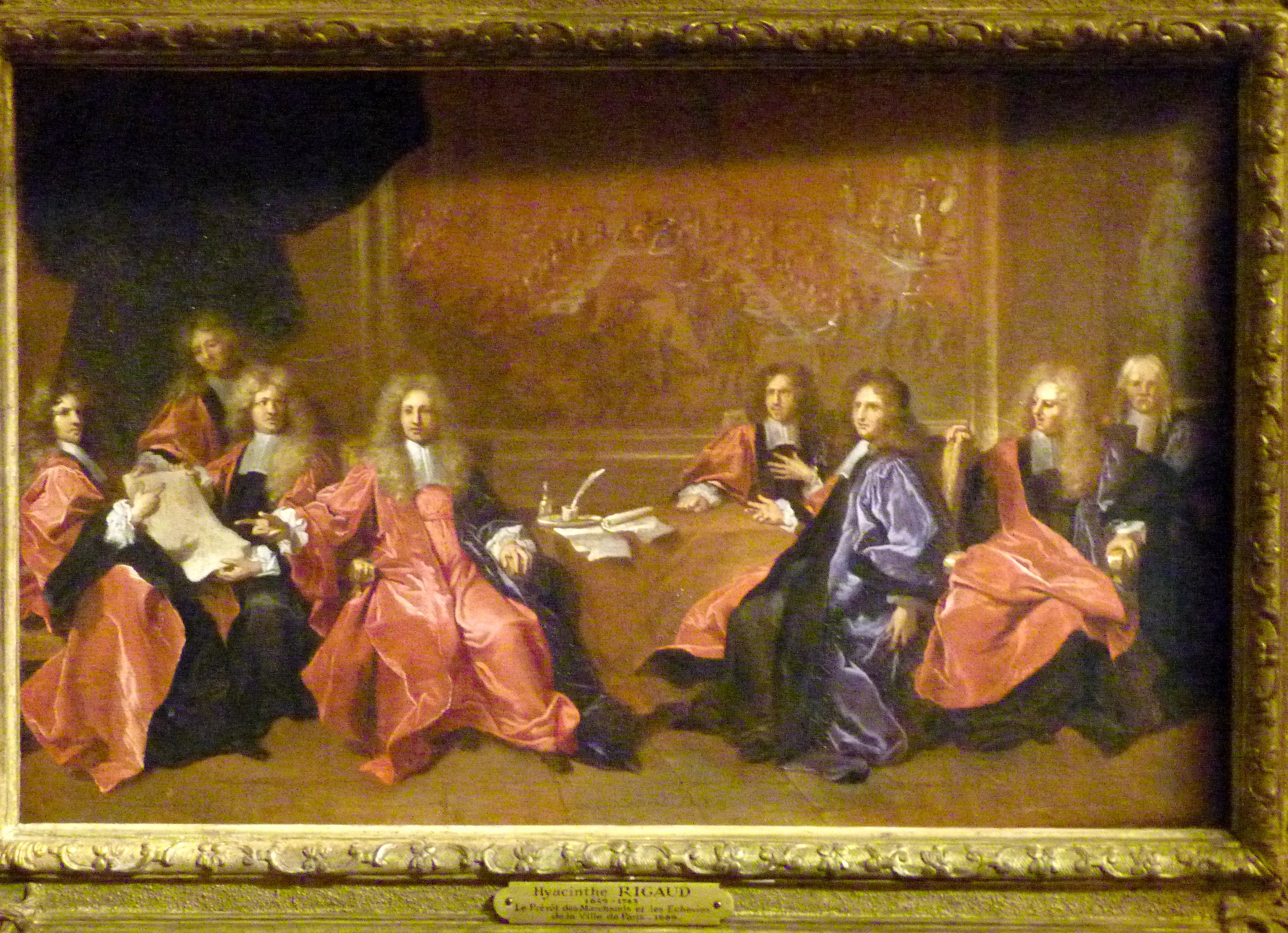 Le Prévôt des marchands et les échevins de la ville de Paris délibérant le 1er avril 1689 - Hyacinthe Rigaud