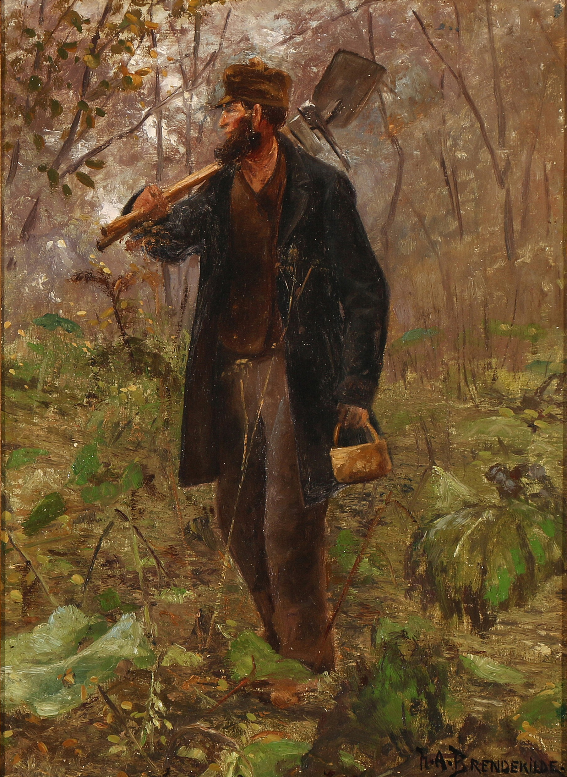 Une étude pour le tableau « På forbudne veje » (Sur les routes interdites) - H. A. Brendekilde