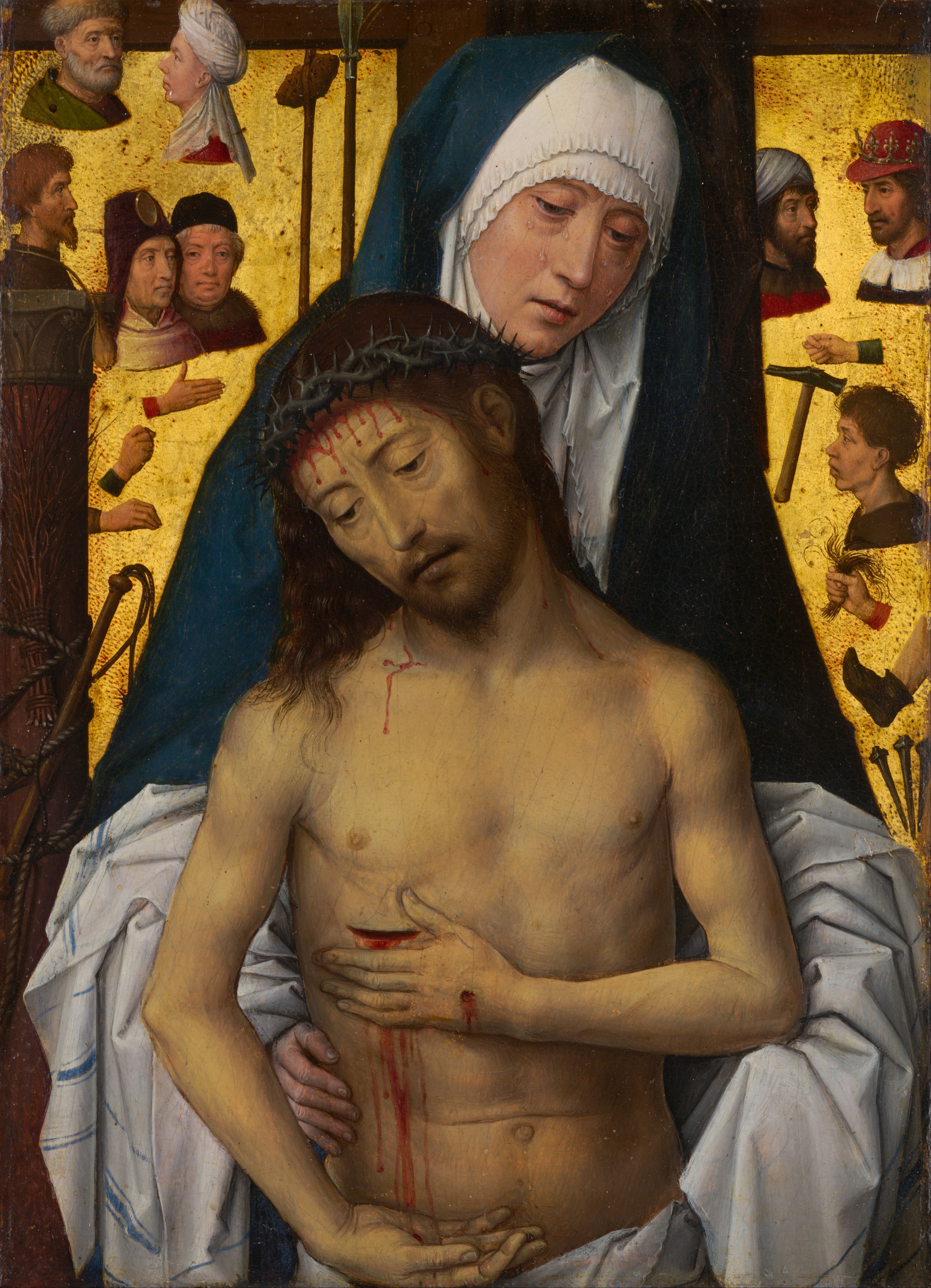 Mennesket af smerte i jomfruens arme - Hans Memling