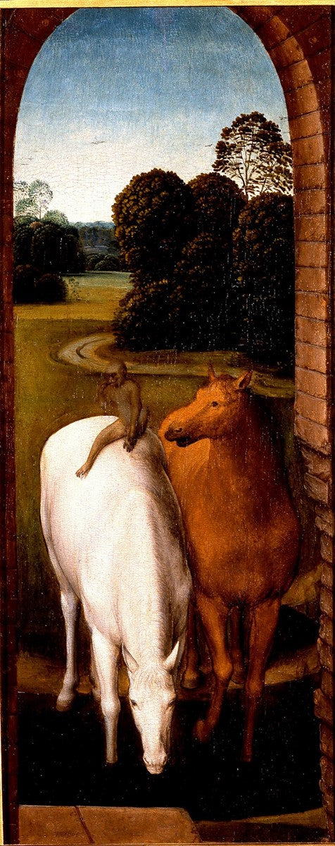 To heste i et landskab - Hans Memling