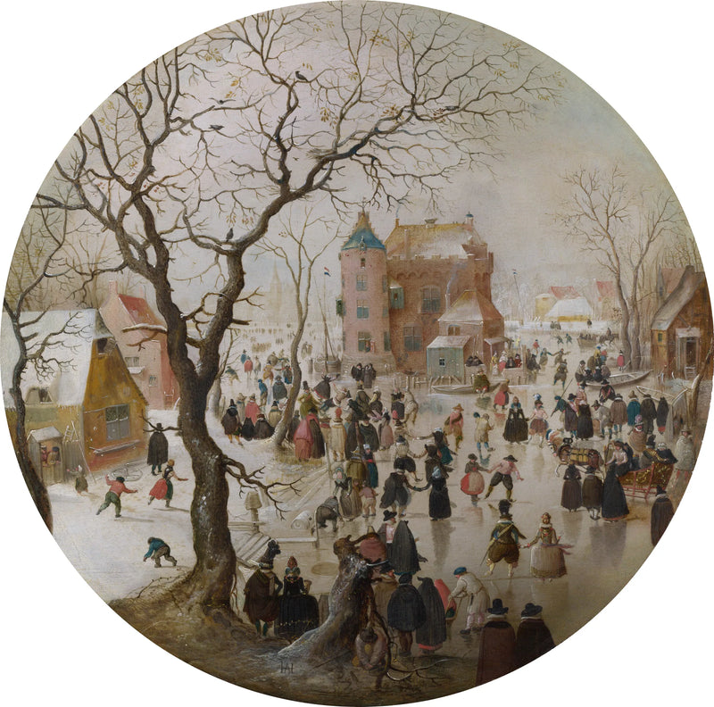Scène d'hiver avec des patineurs près d'un château - Hendrick Avercamp