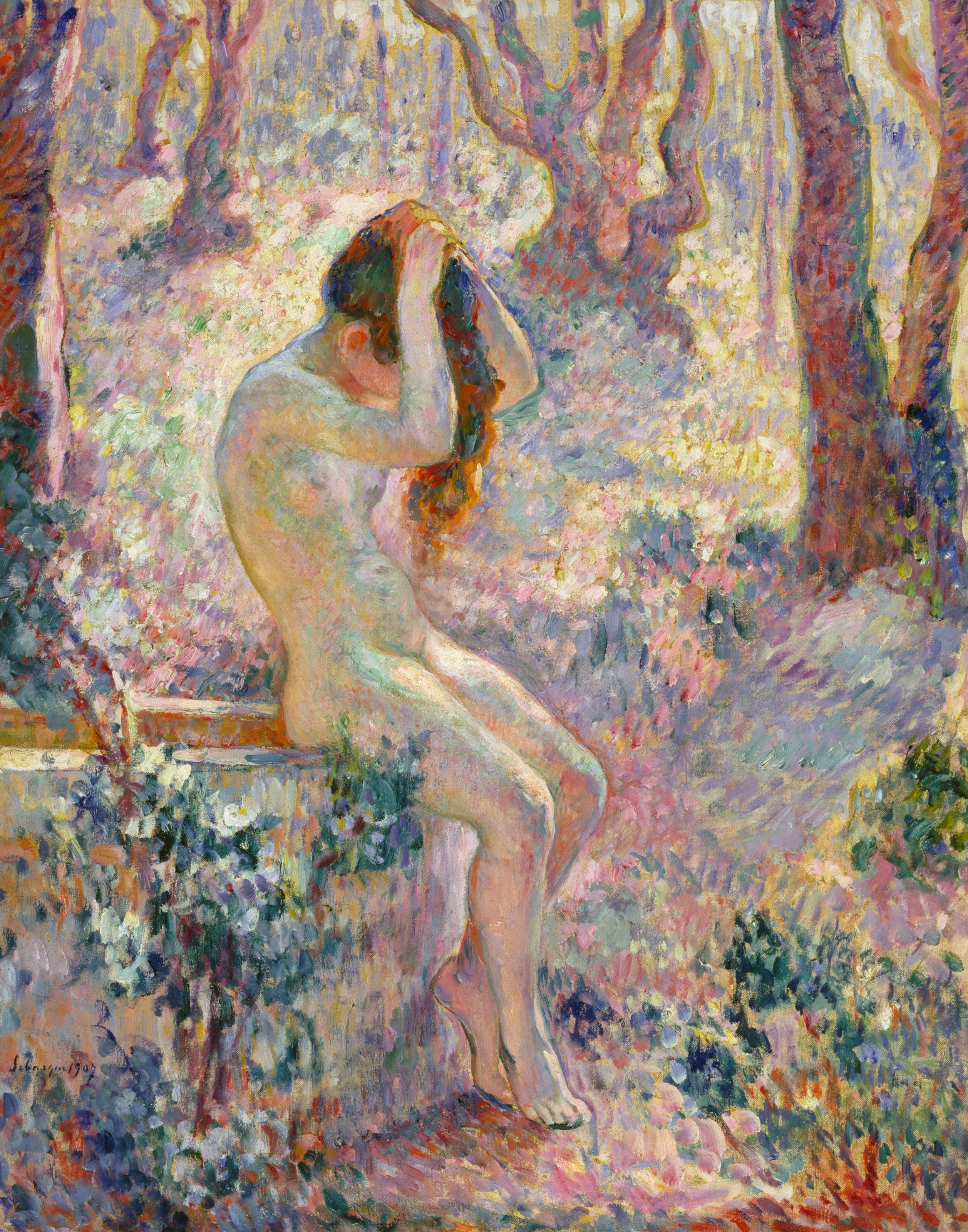 Jeune femme nue assise au bord d'un puits - Henri Lebasque