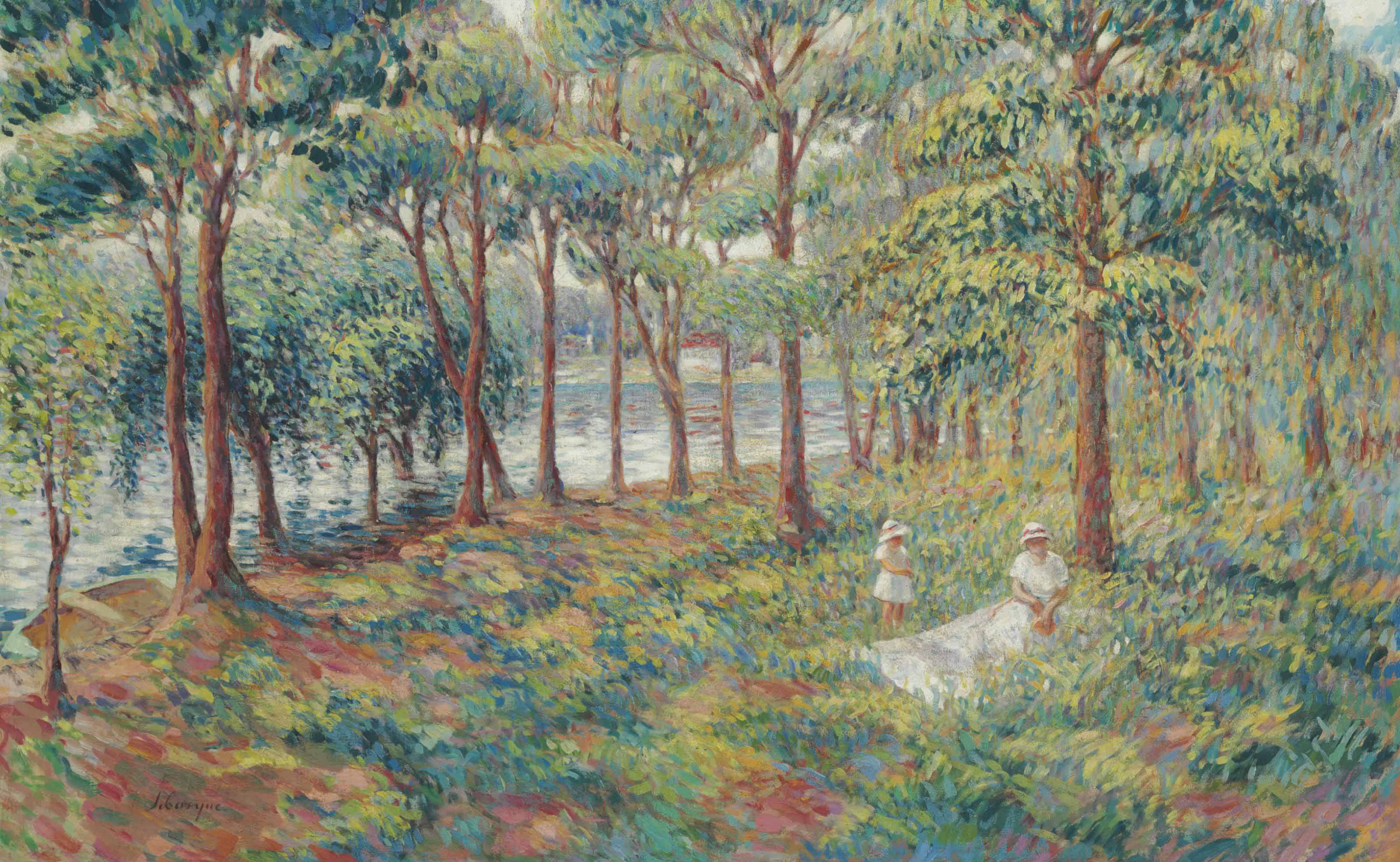 Madame Lebasque et sa fille au bord de la Marne - Henri Lebasque
