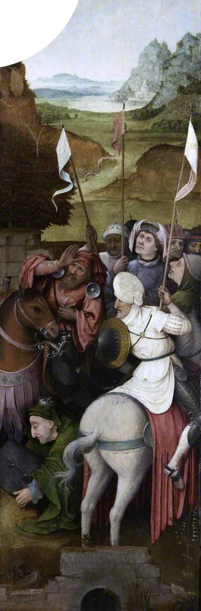 Rytterens eskort af de hellige tre konger (triptyk, indersiden af højre vinge) - Hieronymus Bosch