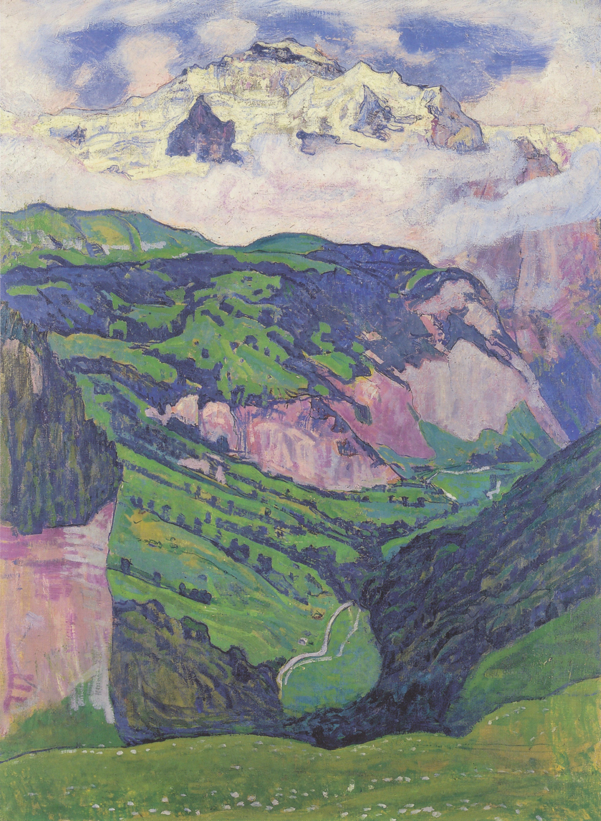 Le massif de la Jungfrau, vu d'Isenfluh - Ferdinand Hodler image 1 reproduction artisanale de tableau
