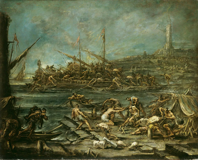 Embarquement des galériens dans le port de Gênes - Alessandro Magnasco